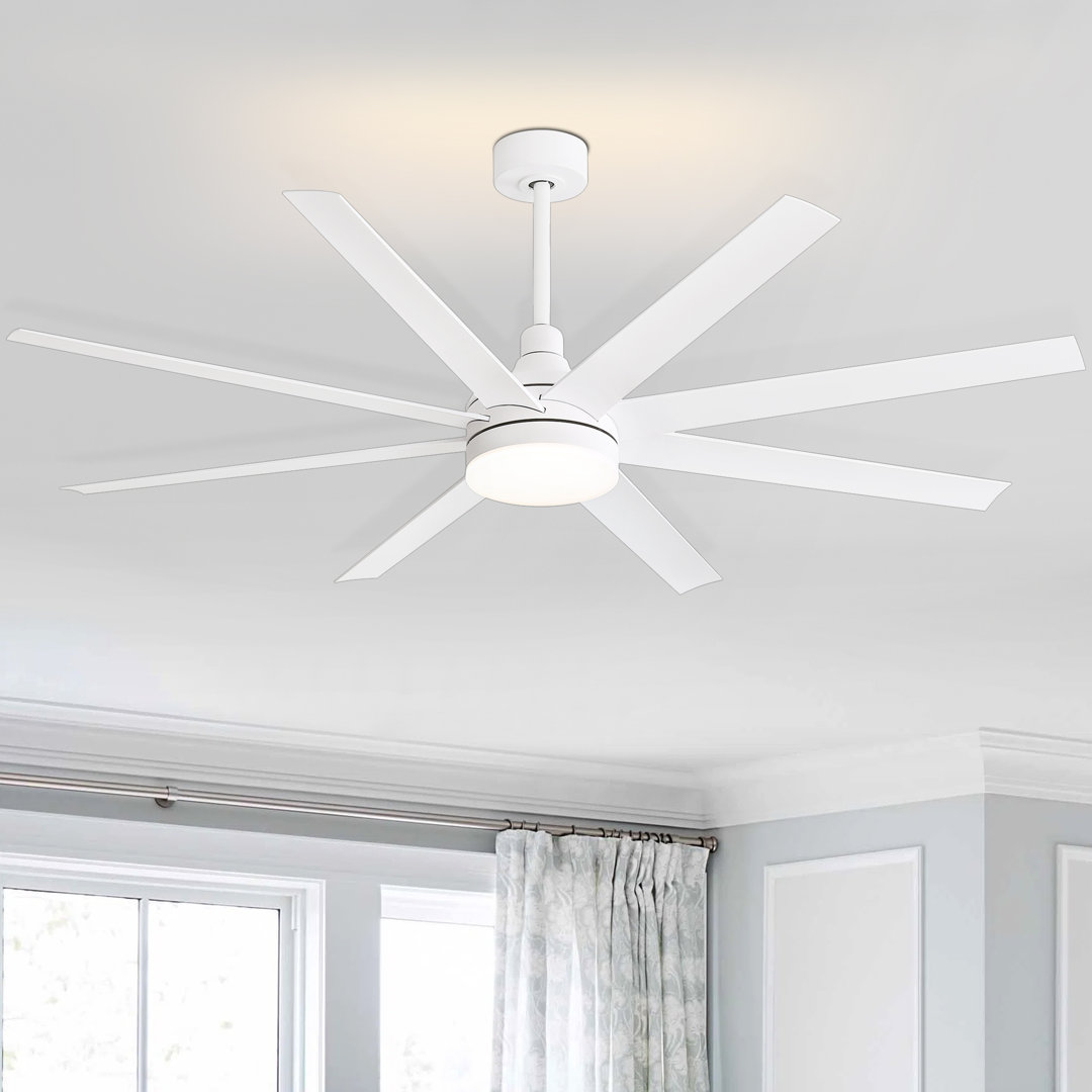 Jamii-Leigh 65/72/84 inch Large Indoor/Covered Outdoor Modern Ceiling Fan with Led Lights and Remote, 6-Speed, Reversible Quiet DC Motor, Timer, 8-ABS-Blade
